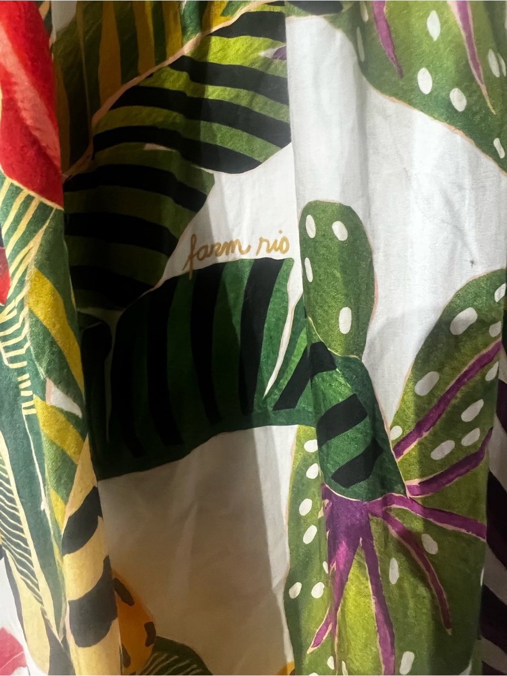 White Tropical Farm Rio Tiered Maxi dress with pockets vacation cotton natural - Picture 2 of 16
